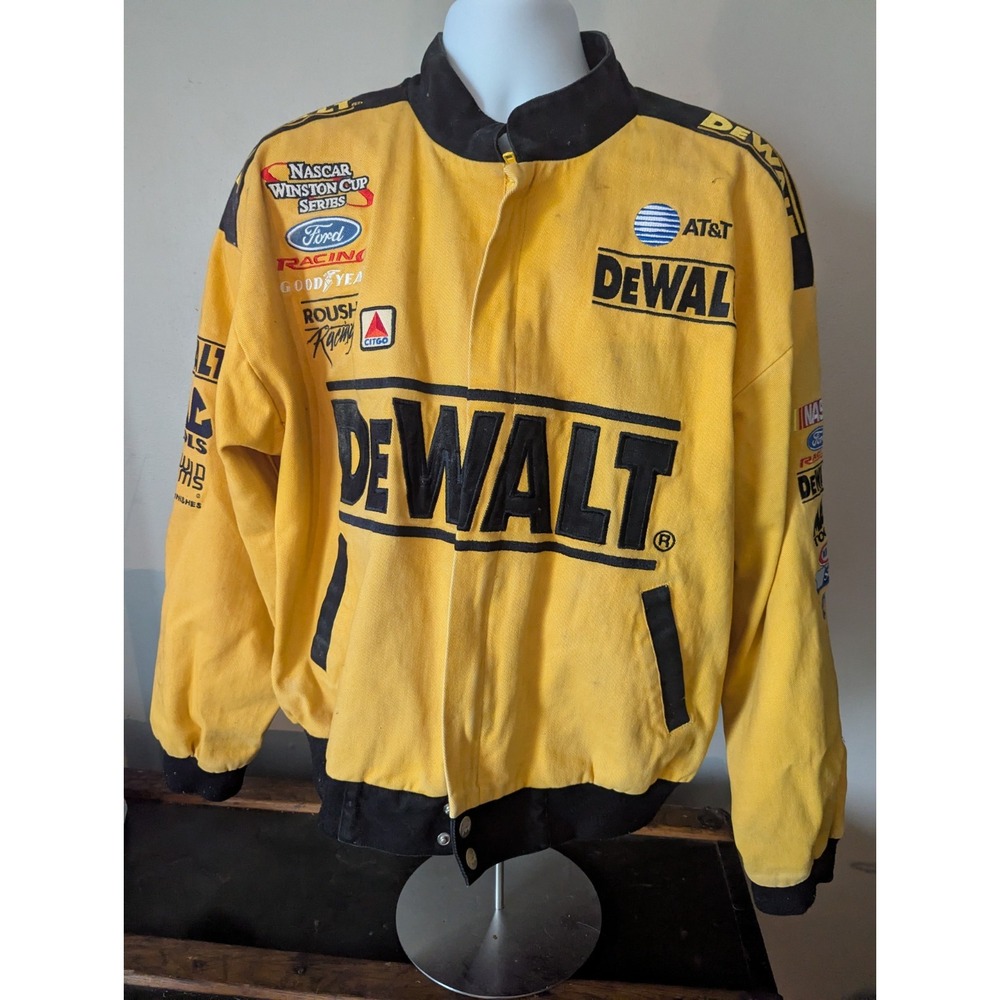 Rousch Racing DeWalt Winston Cup Jacket Matt Kenseth Yellow NASCAR Large Vintage